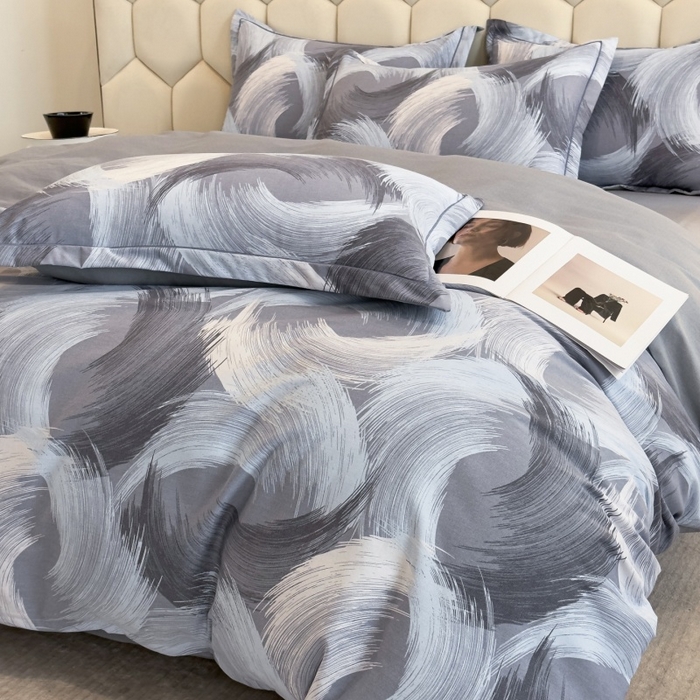 91家纺网 家纺一手货源 找家纺 雲归梦 2025新款纯棉加厚磨毛多规格磨毛四件套 旋风蓝