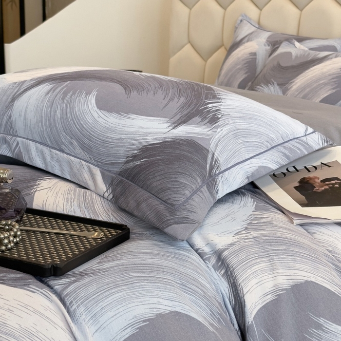 91家纺网 家纺一手货源 找家纺 雲归梦 2025新款纯棉加厚磨毛多规格磨毛四件套 旋风蓝