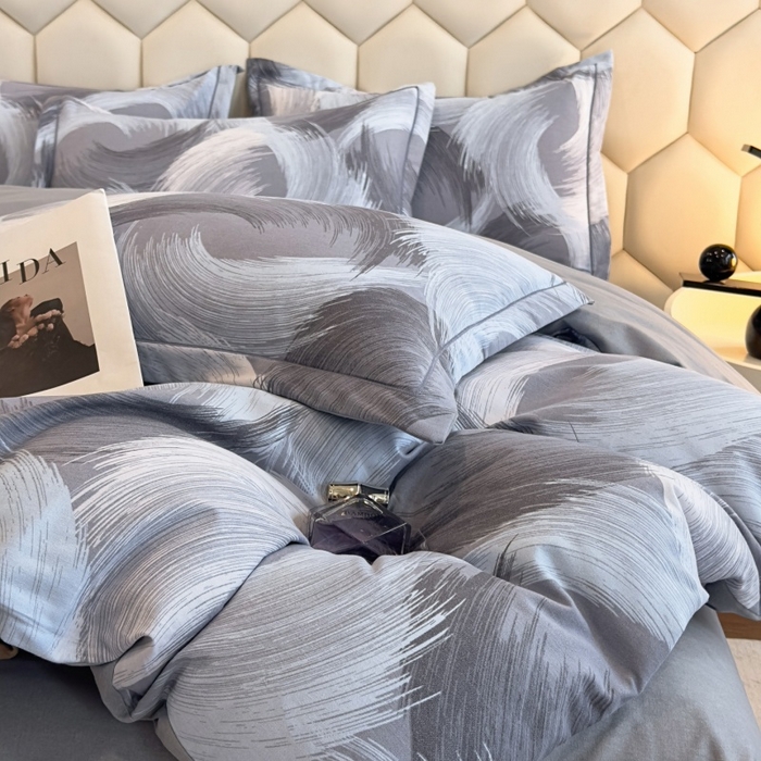 91家纺网 家纺一手货源 找家纺 雲归梦 2025新款纯棉加厚磨毛多规格磨毛四件套 旋风蓝