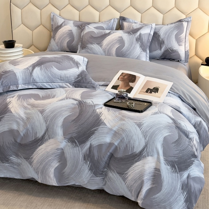 91家纺网 家纺一手货源 找家纺 雲归梦 2025新款纯棉加厚磨毛多规格磨毛四件套 旋风蓝