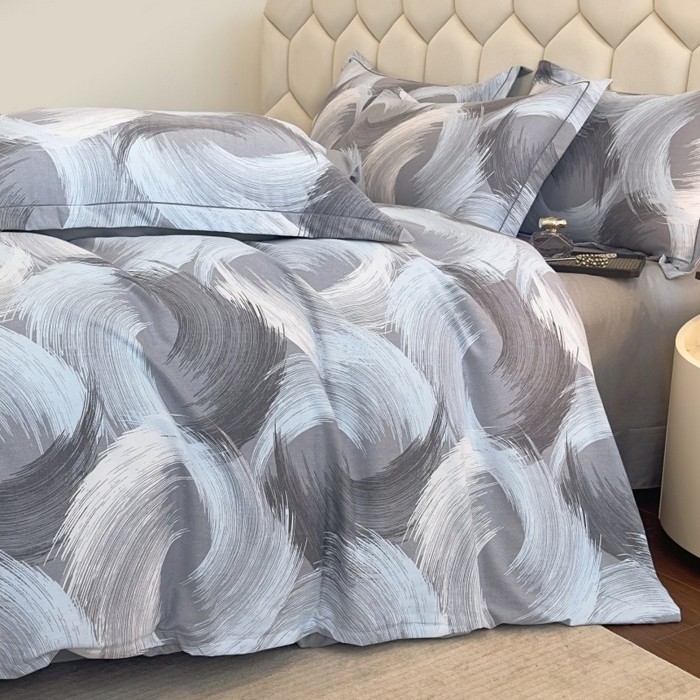 91家纺网 家纺一手货源 找家纺 雲归梦 2025新款纯棉加厚磨毛多规格磨毛四件套 旋风蓝