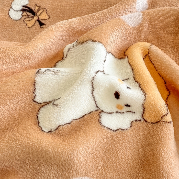 91家纺网 家纺一手货源 找家纺 优姿家纺 2025新款高克重牛奶绒印花单被套 呆萌小狗