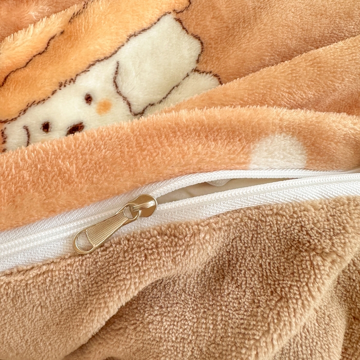 91家纺网 家纺一手货源 找家纺 优姿家纺 2025新款高克重牛奶绒印花单被套 呆萌小狗