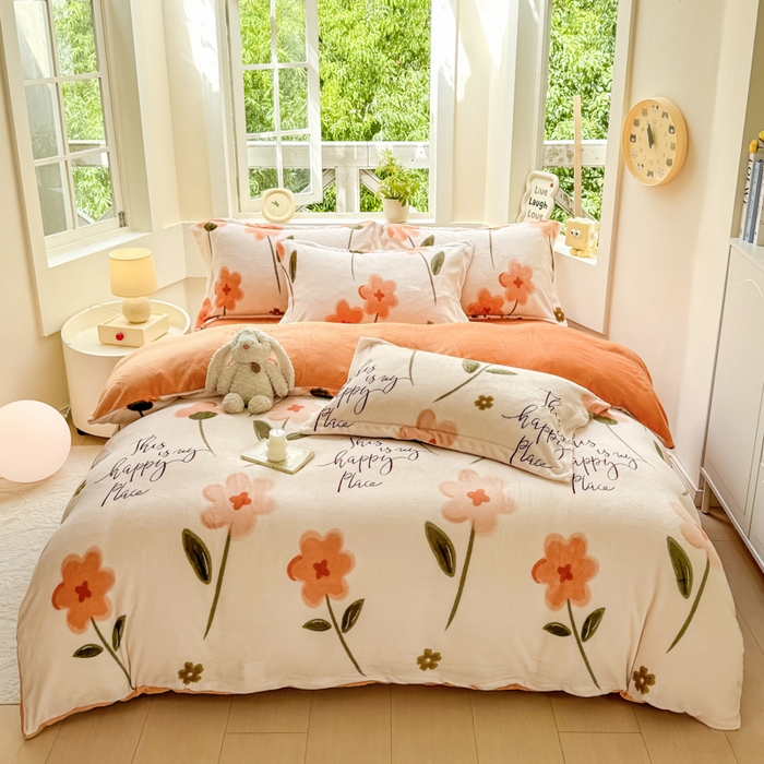 优姿家纺 2025新款高克重牛奶绒印花单被套 花曳寄情