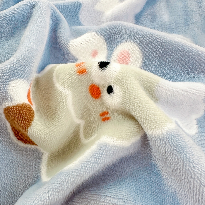 91家纺网 家纺一手货源 找家纺 优姿家纺 2025新款高克重牛奶绒印花单被套 松鼠小兔