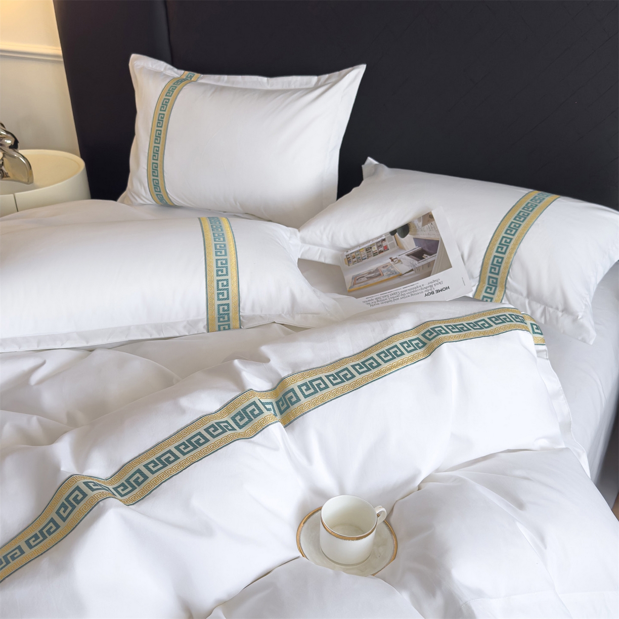 91家纺网 家纺一手货源 找家纺 （总）梦庭帛美 2025新款酒店布草宾馆刺绣磨毛四件套