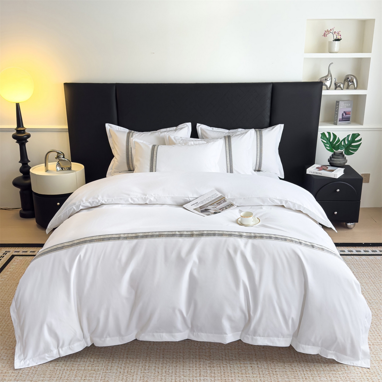 91家纺网 家纺一手货源 找家纺 梦庭帛美 2025新款酒店布草宾馆刺绣磨毛四件套 玫语