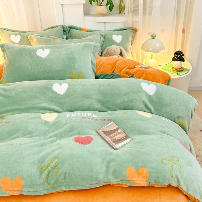 91家纺网 家纺一手货源 找家纺 优姿家纺 2025新款高克重牛奶绒印花单被套 幸运星语