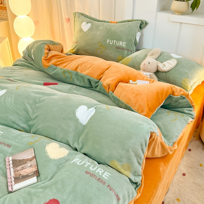 91家纺网 家纺一手货源 找家纺 优姿家纺 2025新款高克重牛奶绒印花单被套 幸运星语