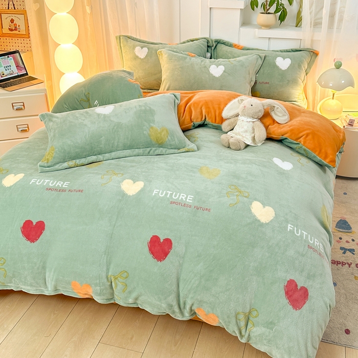 91家纺网 家纺一手货源 找家纺 优姿家纺 2025新款高克重牛奶绒印花单被套 幸运星语