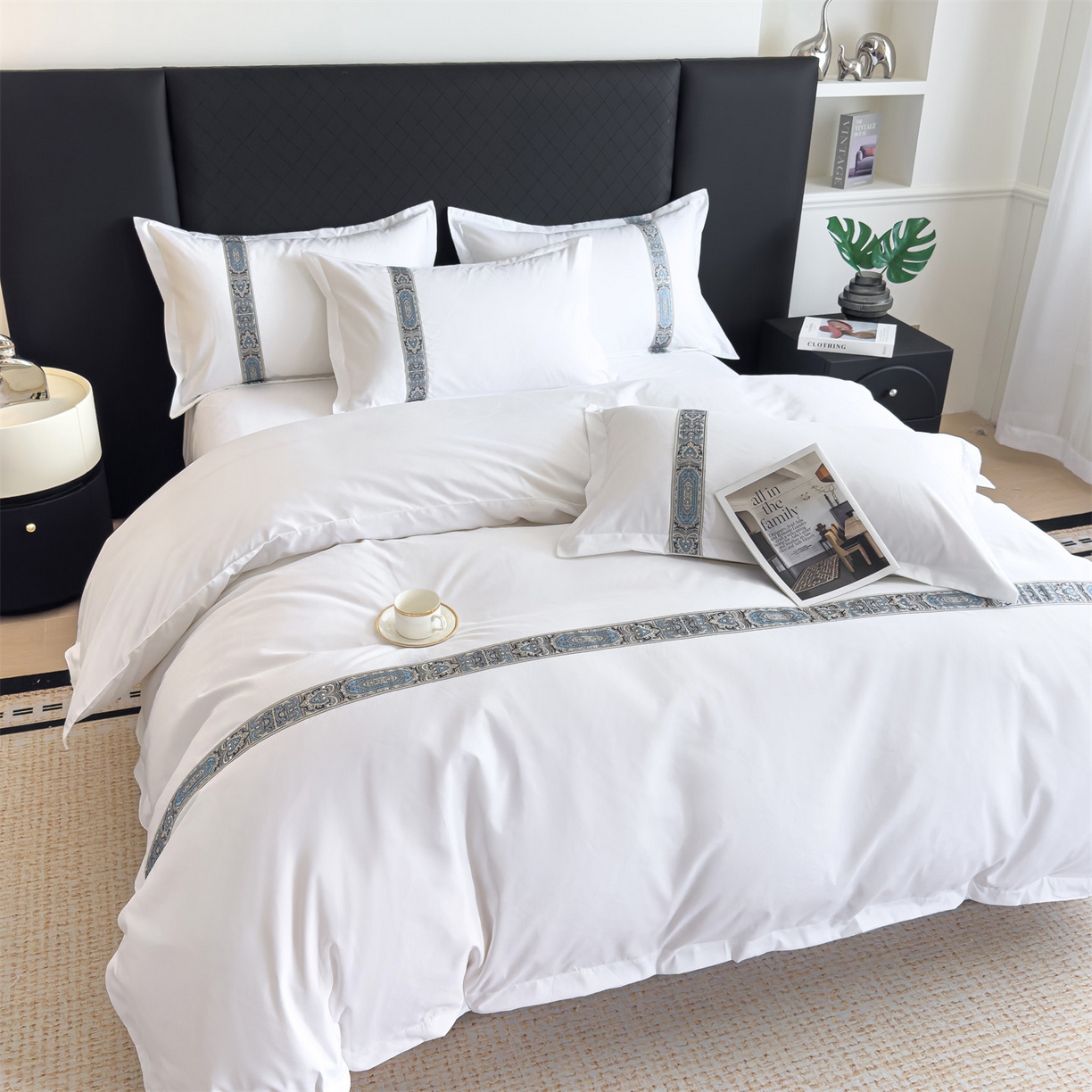 91家纺网 家纺一手货源 找家纺 梦庭帛美 2025新款酒店布草宾馆刺绣磨毛四件套 云织