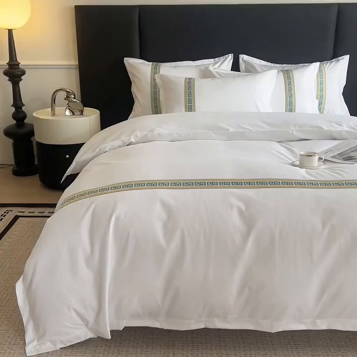 91家纺网 家纺一手货源 找家纺 （总）梦庭帛美 2025新款酒店布草宾馆刺绣磨毛四件套