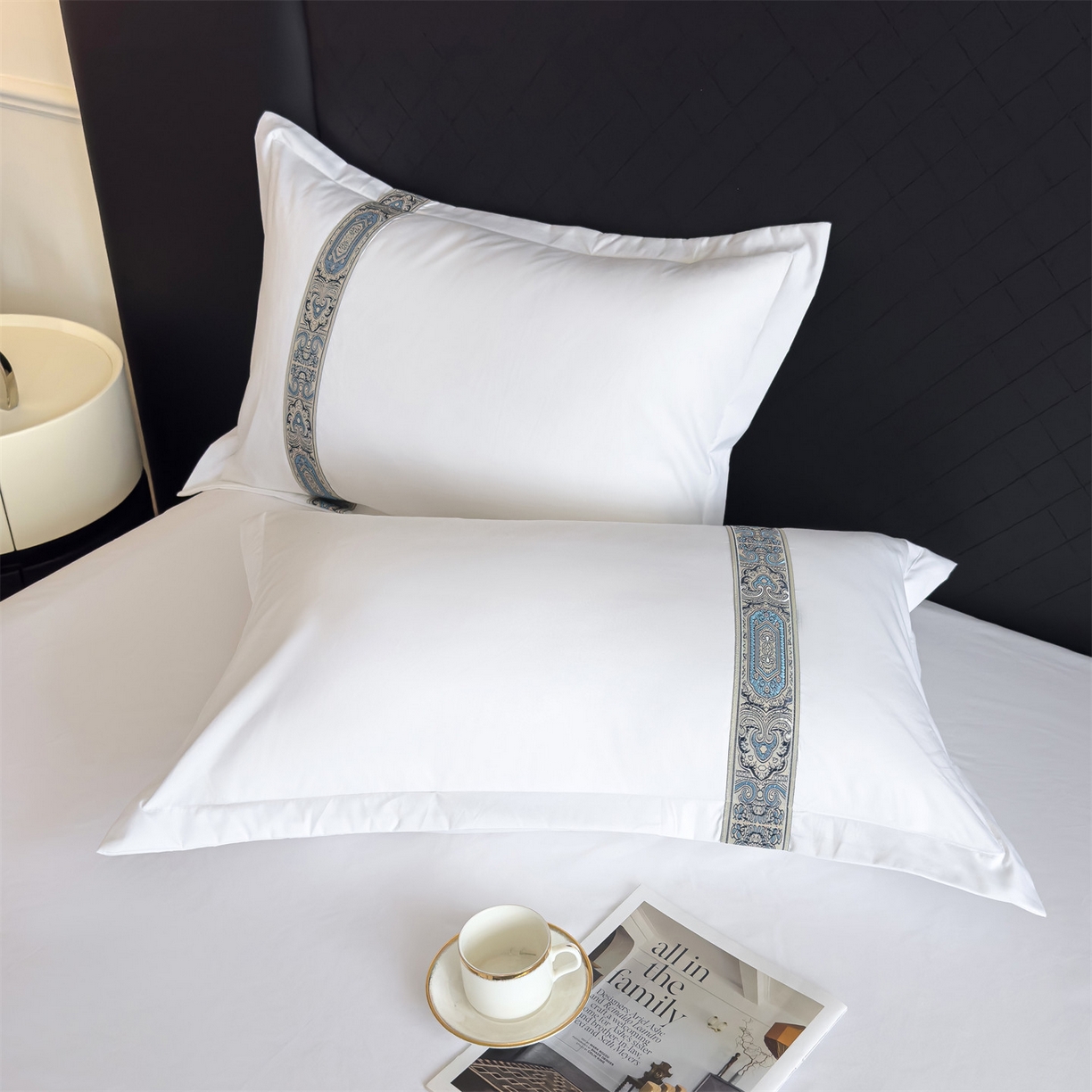 91家纺网 家纺一手货源 找家纺 梦庭帛美 2025新款酒店布草宾馆刺绣磨毛四件套 云织