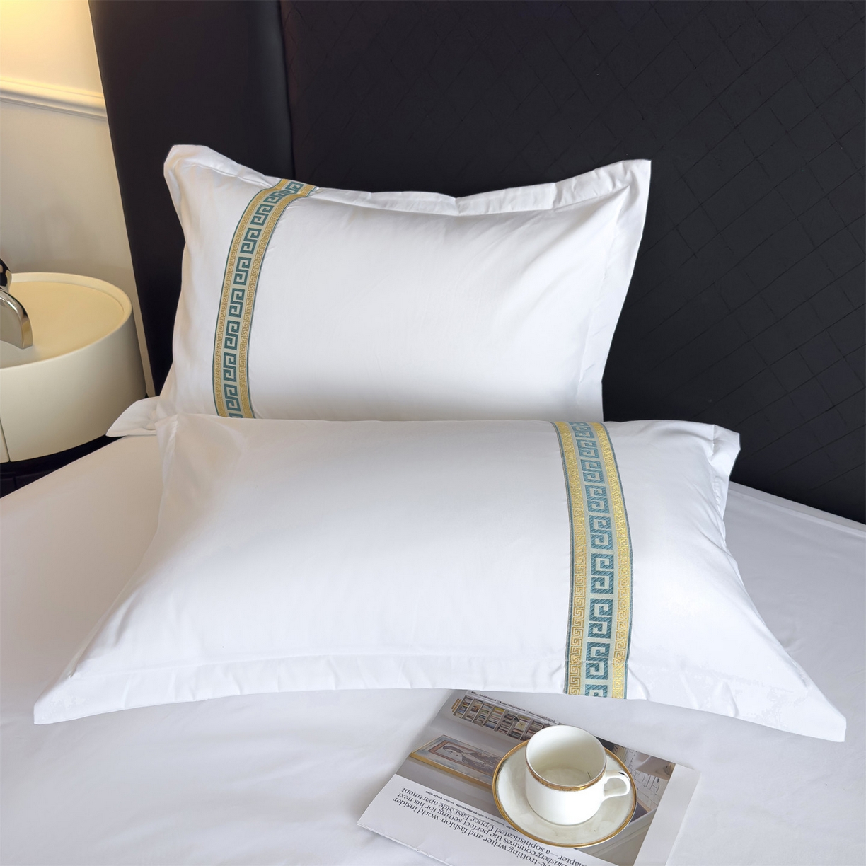 91家纺网 家纺一手货源 找家纺 梦庭帛美 2025新款酒店布草宾馆刺绣磨毛四件套 古典