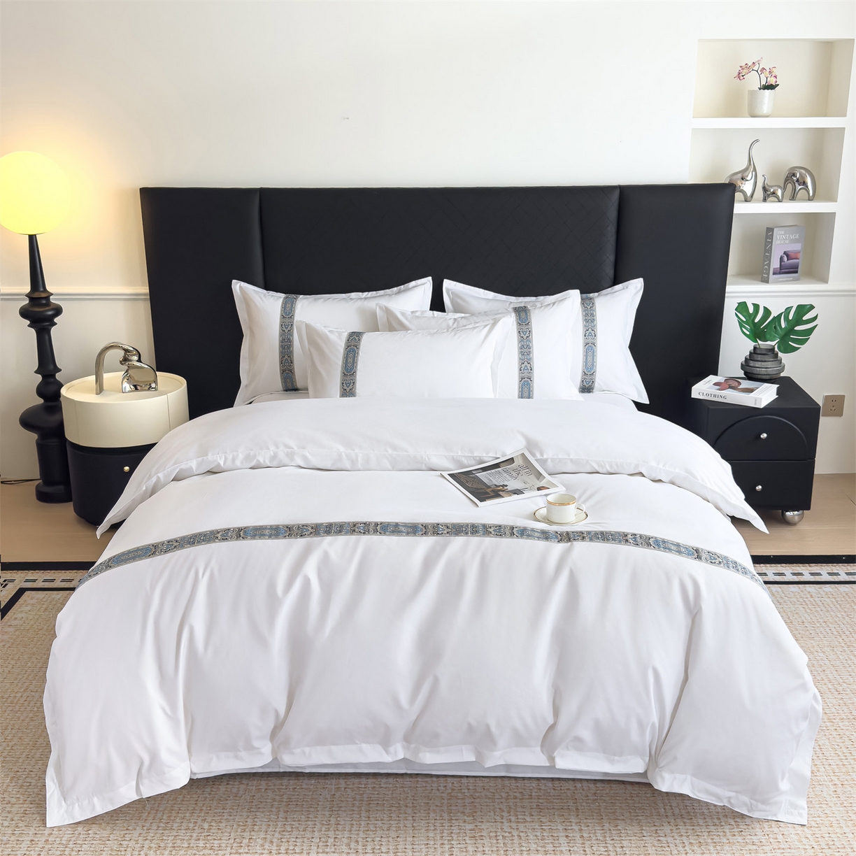 91家纺网 家纺一手货源 找家纺 梦庭帛美 2025新款酒店布草宾馆刺绣磨毛四件套 云织