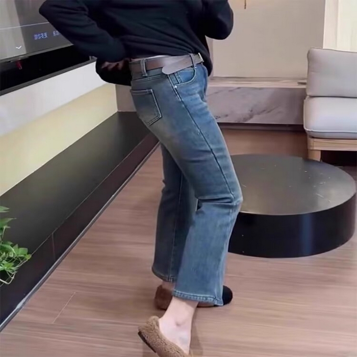 91家纺网 家纺一手货源 找家纺 （总）洛兰沙家居馆【只代发】【只代发】 2025新款只代发秋季新款高腰弹力微喇马蹄裤大码遮肉显瘦小个子九分牛仔裤女批发19