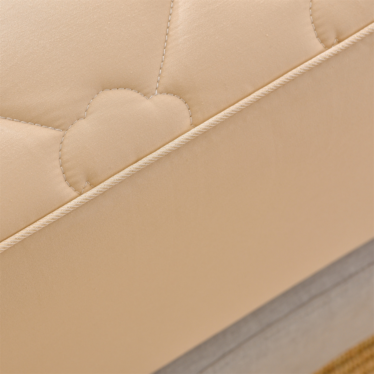 91家纺网 家纺一手货源 找家纺 金鹰 2025新款全棉50S夹棉抗菌防螨床笠加厚床笠席梦思保护套 卡其