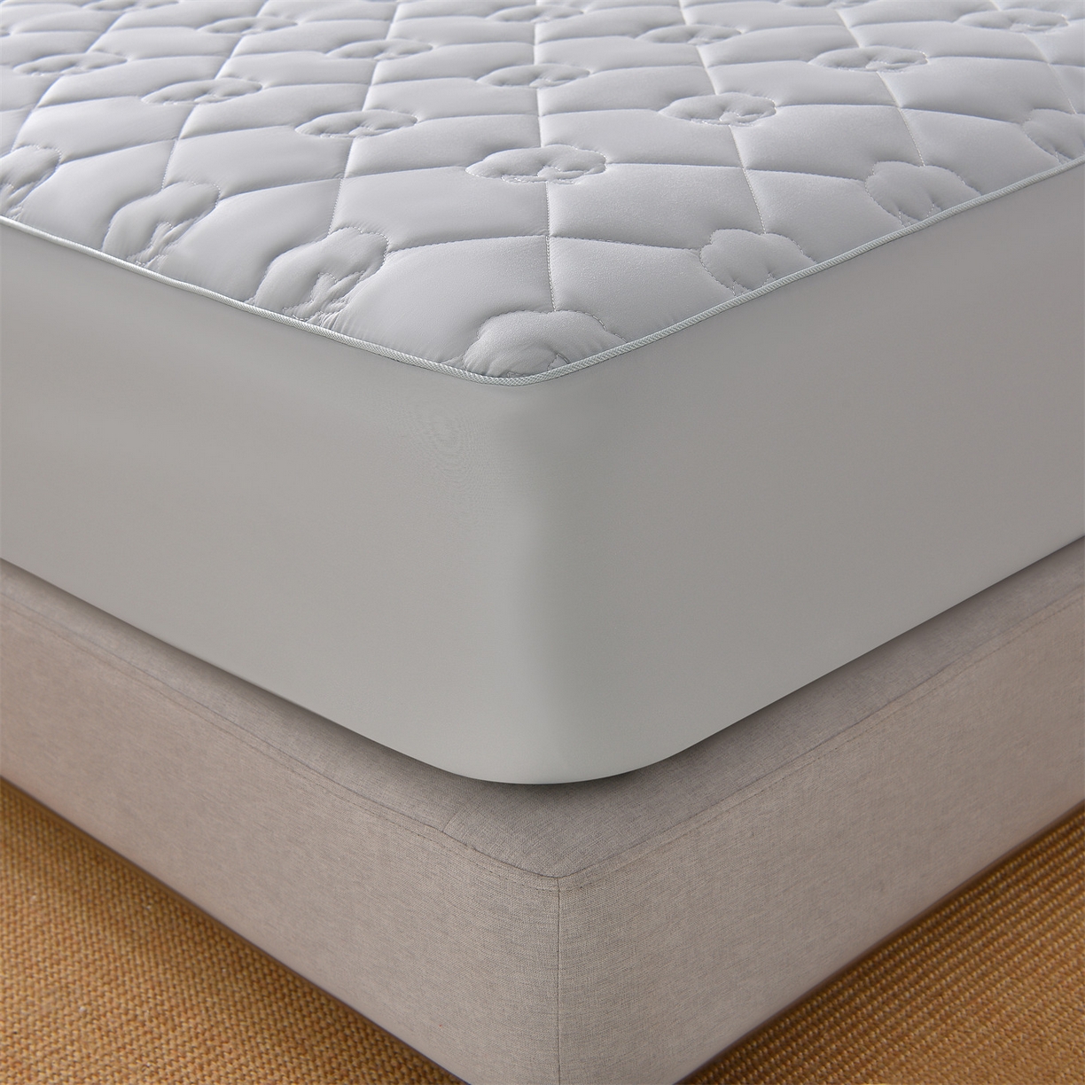 91家纺网 家纺一手货源 找家纺 金鹰 2025新款全棉50S夹棉抗菌防螨床笠加厚床笠席梦思保护套 浅兰