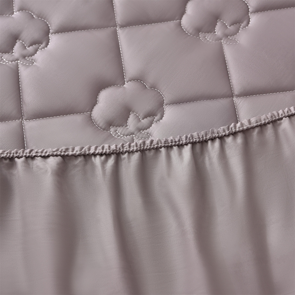 91家纺网 家纺一手货源 找家纺 金鹰 2025新款全棉50S夹棉抗菌防螨床笠加厚床笠席梦思保护套 高级灰