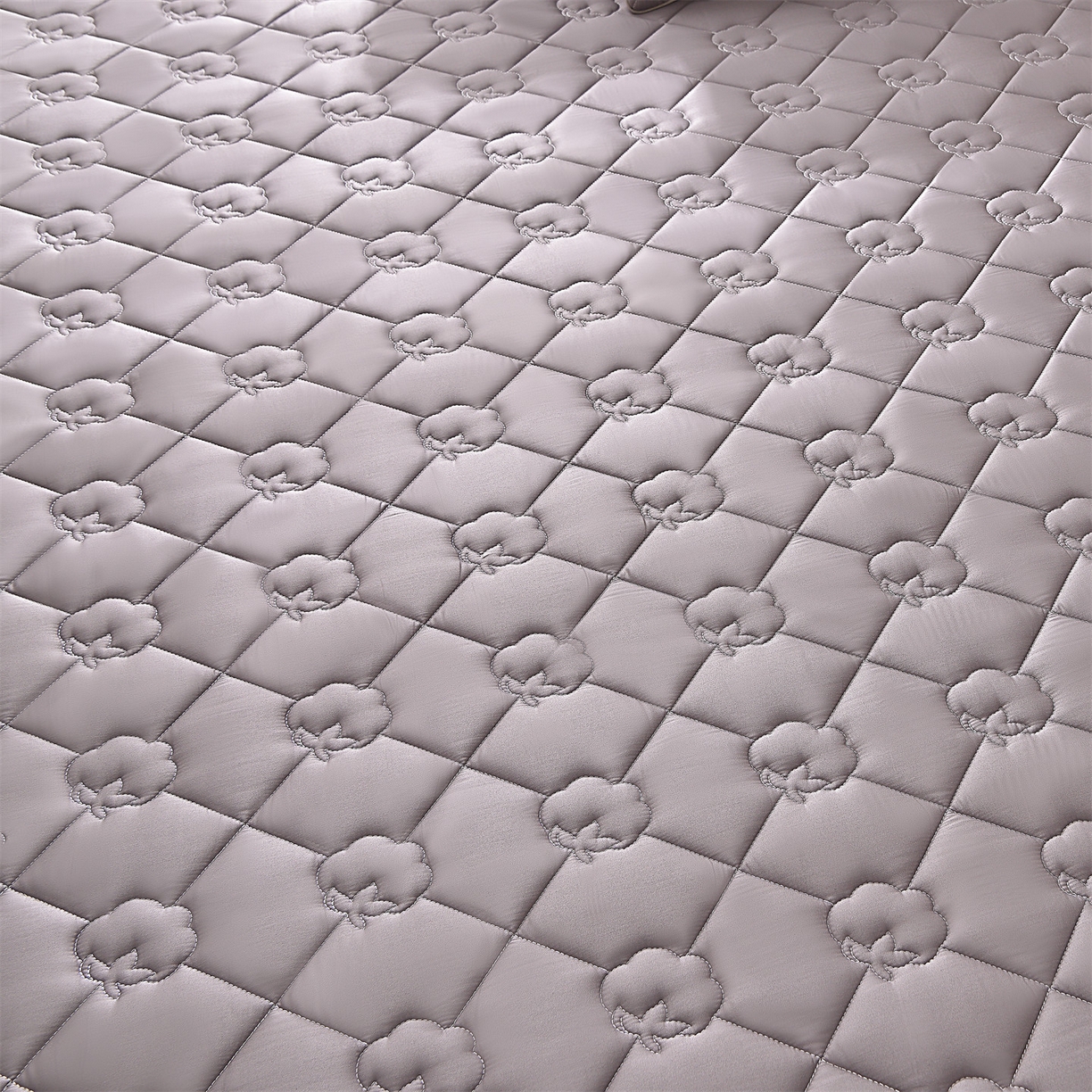 91家纺网 家纺一手货源 找家纺 金鹰 2025新款全棉50S夹棉抗菌防螨床笠加厚床笠席梦思保护套 高级灰