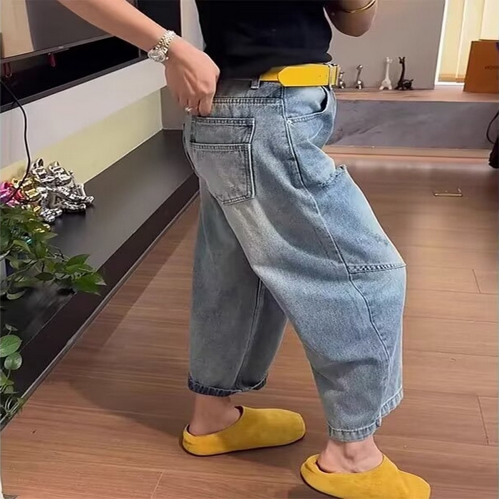 91家纺网 家纺一手货源 找家纺 （总）洛兰沙家居馆【只代发】【只代发】 2025新款只代发破洞九分哈伦牛仔裤女春季新款梨形身材薄款萝卜裤大码宽松阔腿裤批发21