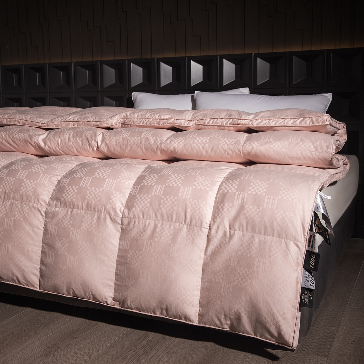 91家纺网 家纺一手货源 找家纺 华盛羽绒被壳 2025新款双层全棉提花羽绒被壳华夫格 华夫格豆沙