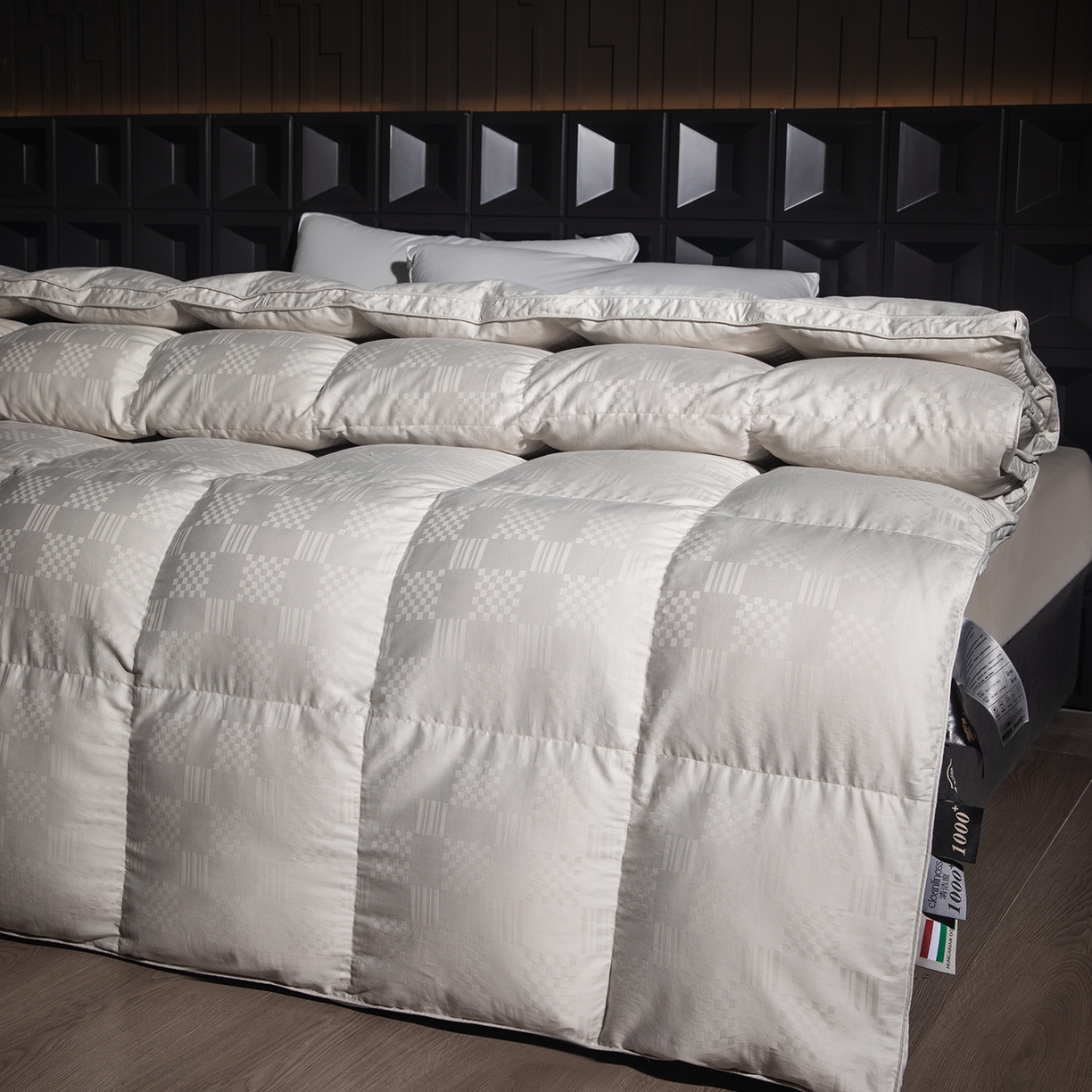 91家纺网 家纺一手货源 找家纺 华盛羽绒被壳 2025新款双层全棉提花羽绒被壳华夫格 华夫格灰