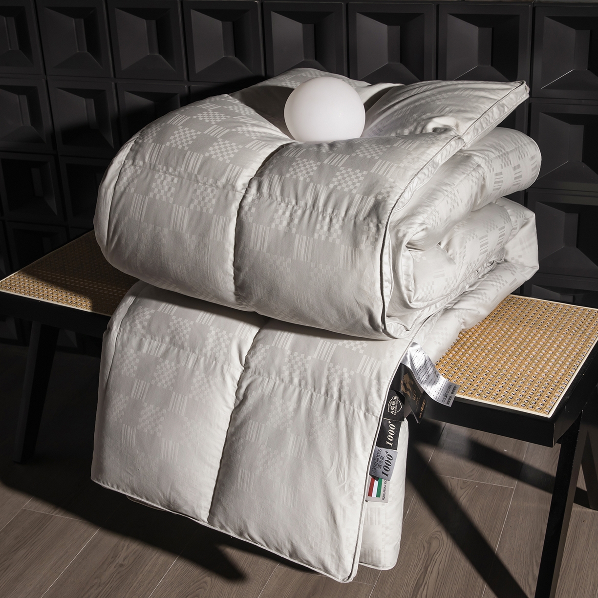 91家纺网 家纺一手货源 找家纺 华盛羽绒被壳 2025新款双层全棉提花羽绒被壳华夫格 华夫格灰