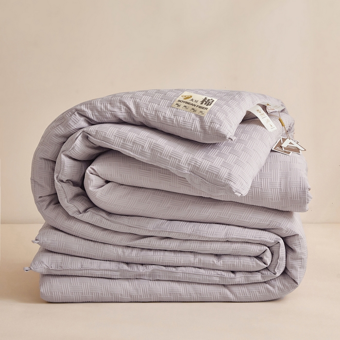 91家纺网 家纺一手货源 找家纺 小叮当家纺仓储工厂店 2025新款A类华夫格针织提花大豆冬被被子被芯 瑞丽-灰色