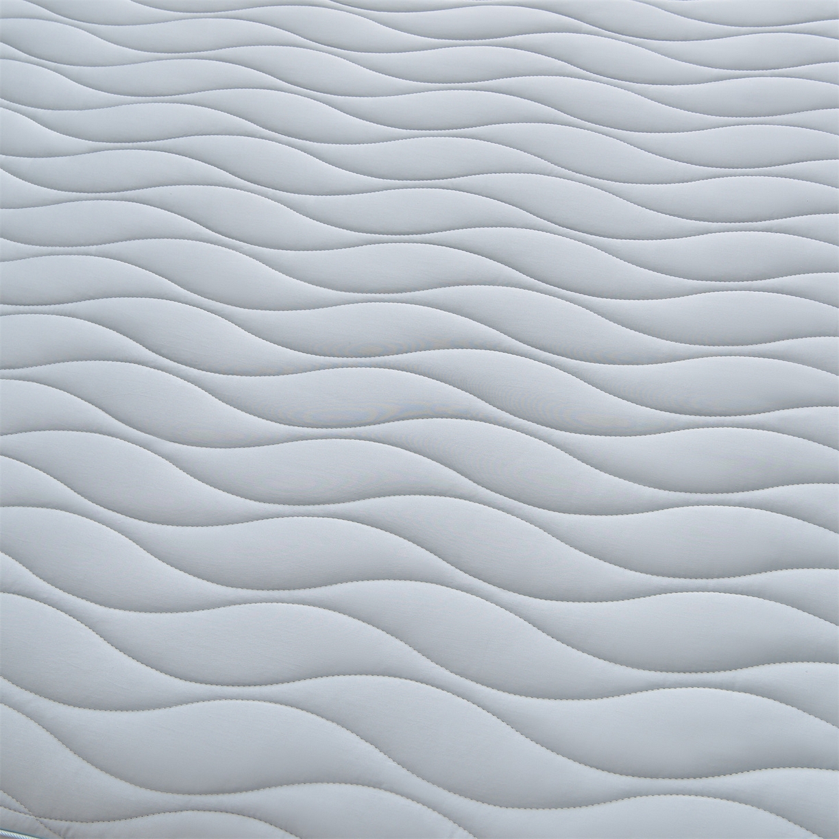 91家纺网 家纺一手货源 找家纺 金鹰 2025新款全棉50S抗菌防螨夹棉防水床笠席梦思保护套床垫套 波浪纹-浅兰