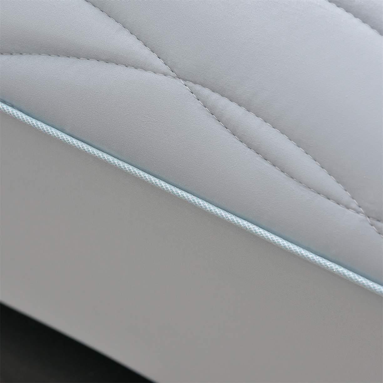 91家纺网 家纺一手货源 找家纺 金鹰 2025新款全棉50S抗菌防螨夹棉防水床笠席梦思保护套床垫套 波浪纹-浅兰