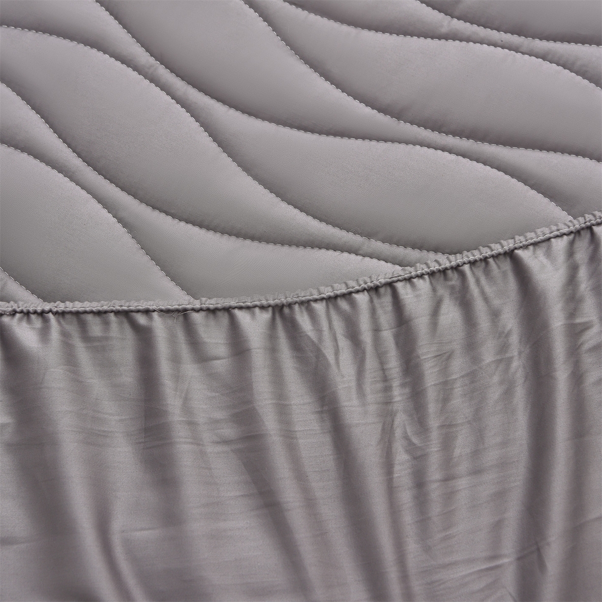 91家纺网 家纺一手货源 找家纺 金鹰 2025新款全棉50S抗菌防螨夹棉防水床笠席梦思保护套床垫套 波浪纹-深色