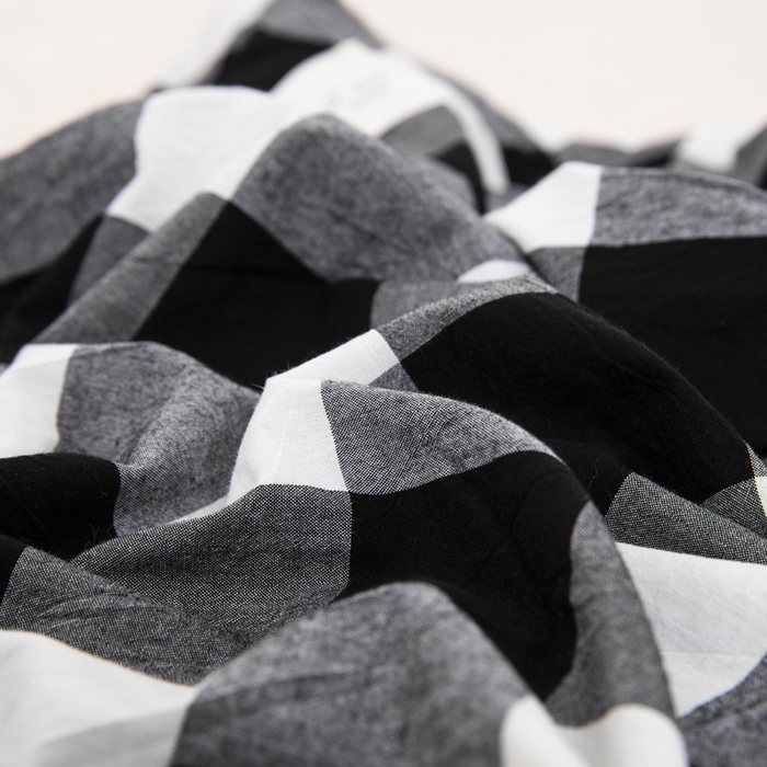 91家纺网 家纺一手货源 找家纺 大黄蜂家居家纺 2025新款纯棉水洗棉乳胶枕套 黑白格