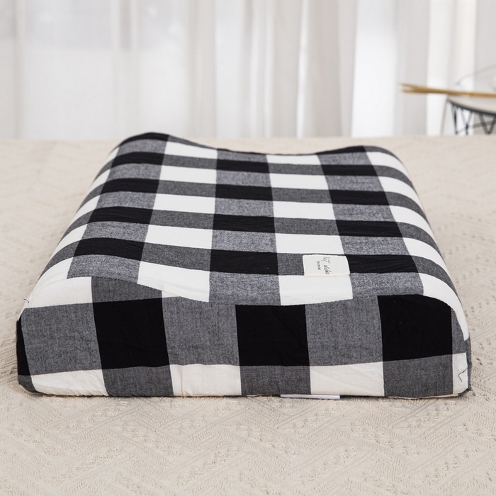 91家纺网 家纺一手货源 找家纺 大黄蜂家居家纺 2025新款纯棉水洗棉乳胶枕套 黑白格