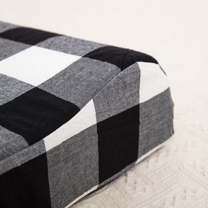 91家纺网 家纺一手货源 找家纺 大黄蜂家居家纺 2025新款纯棉水洗棉乳胶枕套 黑白格