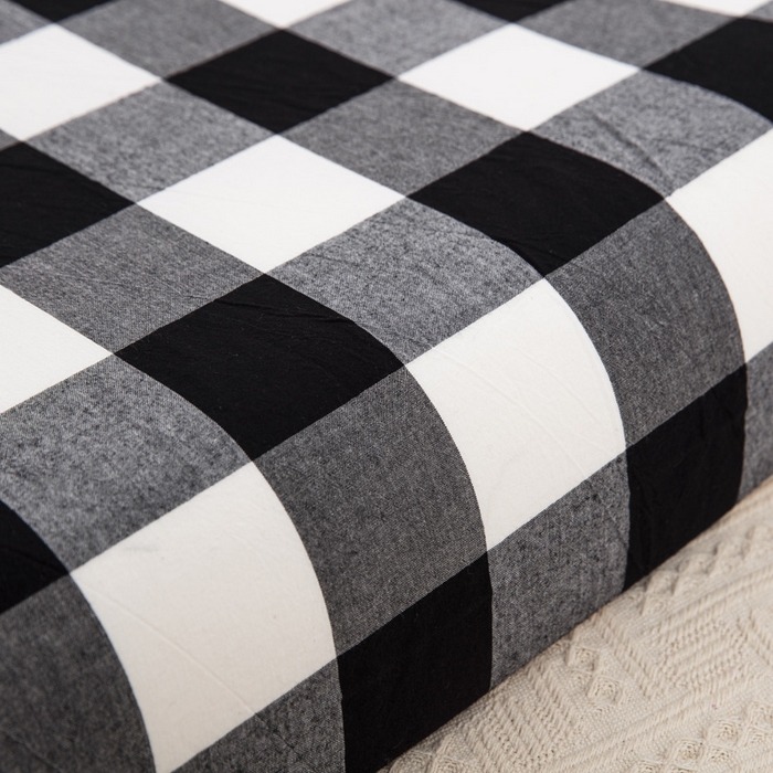 91家纺网 家纺一手货源 找家纺 大黄蜂家居家纺 2025新款纯棉水洗棉乳胶枕套 黑白格