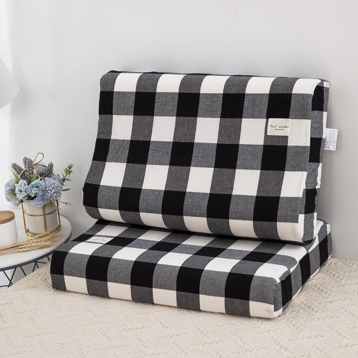 91家纺网 家纺一手货源 找家纺 大黄蜂家居家纺 2025新款纯棉水洗棉乳胶枕套 黑白格