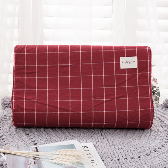 91家纺网 家纺一手货源 找家纺 大黄蜂家居家纺 2025新款纯棉水洗棉乳胶枕套 盛夏红