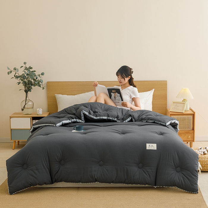 91家纺网 家纺一手货源 找家纺 （总）小叮当家纺仓储工厂店 2025新款无印风水洗磨毛立体大豆纤维被被子被芯