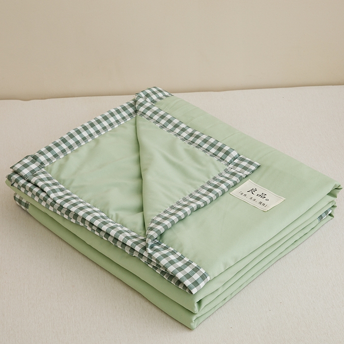 91家纺网 家纺一手货源 找家纺 小叮当家纺仓储工厂店 2025新款无印风水洗磨毛立体大豆纤维被被子被芯 棋盘格-浅绿【A类母婴级 大豆纤维】