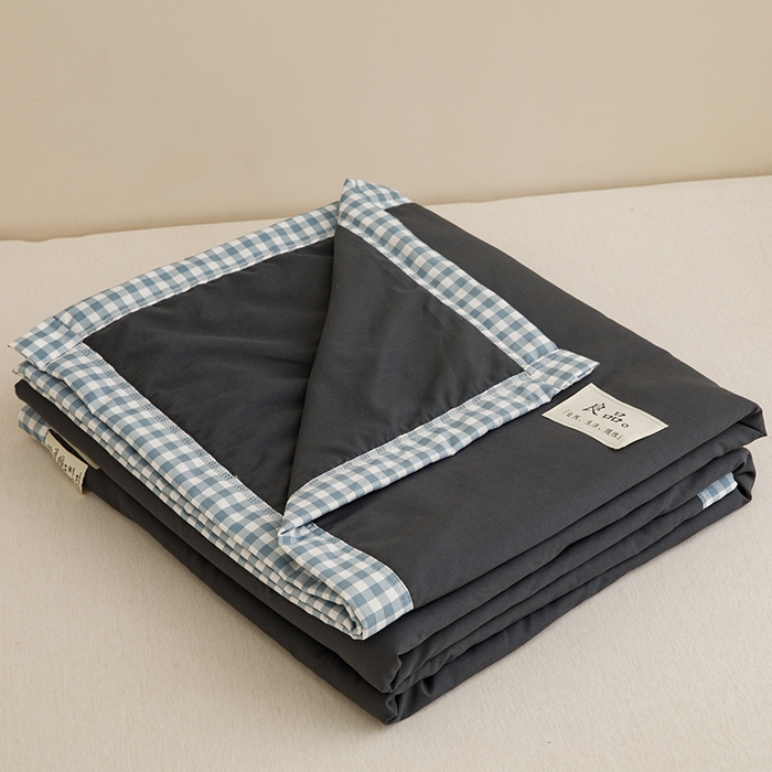 91家纺网 家纺一手货源 找家纺 小叮当家纺仓储工厂店 2025新款无印风水洗磨毛立体大豆纤维被被子被芯 棋盘格-暗灰【A类母婴级 大豆纤维】