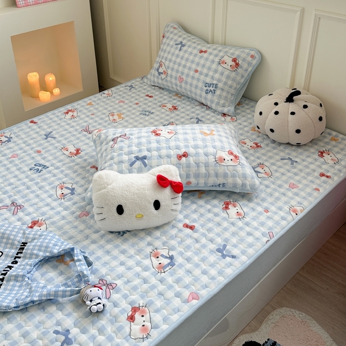 91家纺网 家纺一手货源 找家纺 （总）Sweet dreams甜梦 2025新款高克重牛奶绒印花夹棉床笠