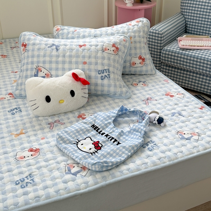 91家纺网 家纺一手货源 找家纺 （总）Sweet dreams甜梦 2025新款高克重牛奶绒印花夹棉床笠