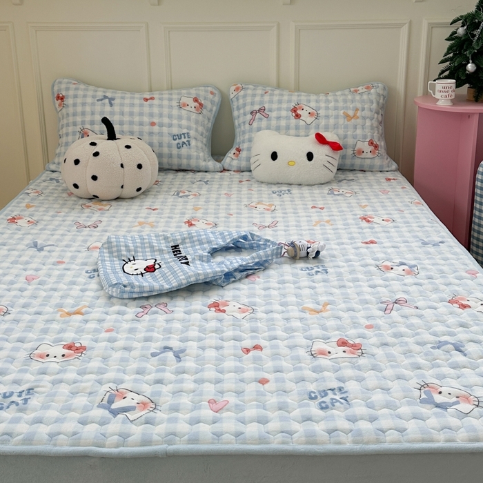 91家纺网 家纺一手货源 找家纺 （总）Sweet dreams甜梦 2025新款高克重牛奶绒印花夹棉床笠