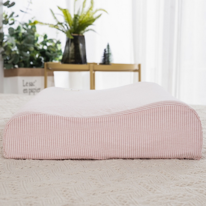 91家纺网 家纺一手货源 找家纺 大黄蜂家居家纺 2025新款全棉水洗棉乳胶枕头枕芯枕套 粉细条