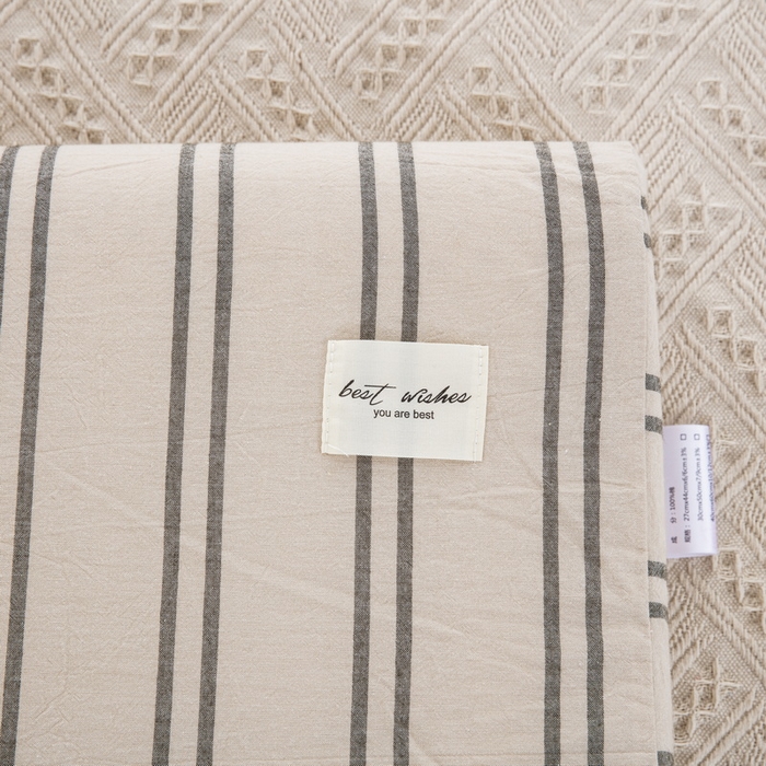 91家纺网 家纺一手货源 找家纺 大黄蜂家居家纺 2025新款全棉水洗棉乳胶枕头枕芯枕套 复古绿条