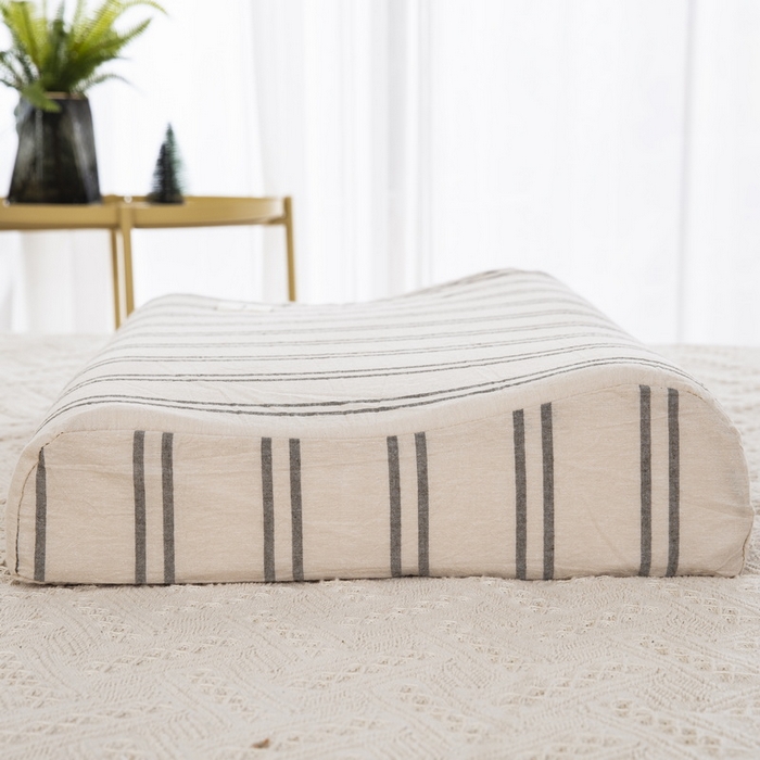 91家纺网 家纺一手货源 找家纺 大黄蜂家居家纺 2025新款全棉水洗棉乳胶枕头枕芯枕套 复古绿条