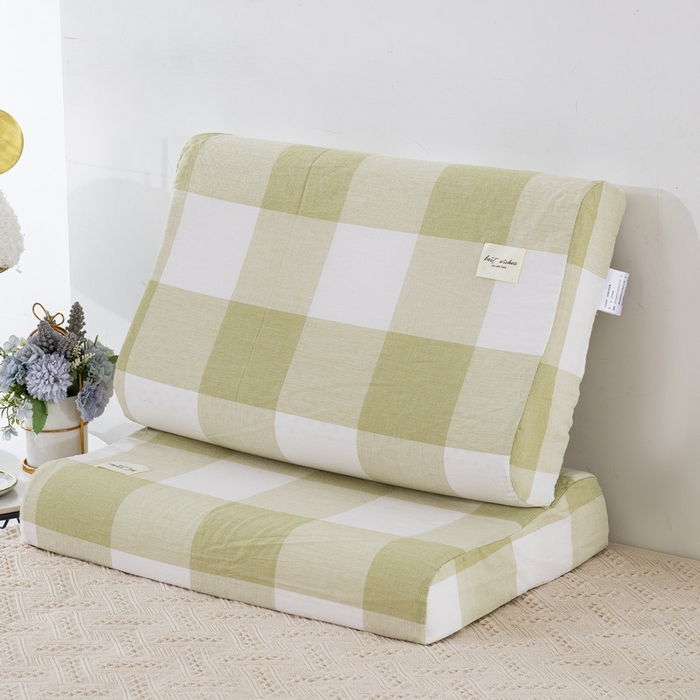 91家纺网 家纺一手货源 找家纺 大黄蜂家居家纺 2025新款全棉水洗棉乳胶枕头枕芯枕套 绿大格