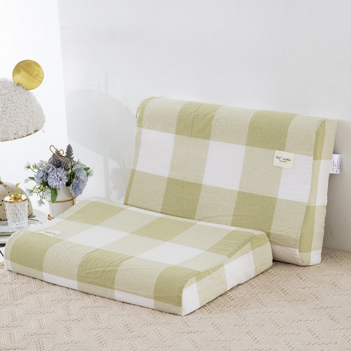 91家纺网 家纺一手货源 找家纺 大黄蜂家居家纺 2025新款全棉水洗棉乳胶枕头枕芯枕套 绿大格