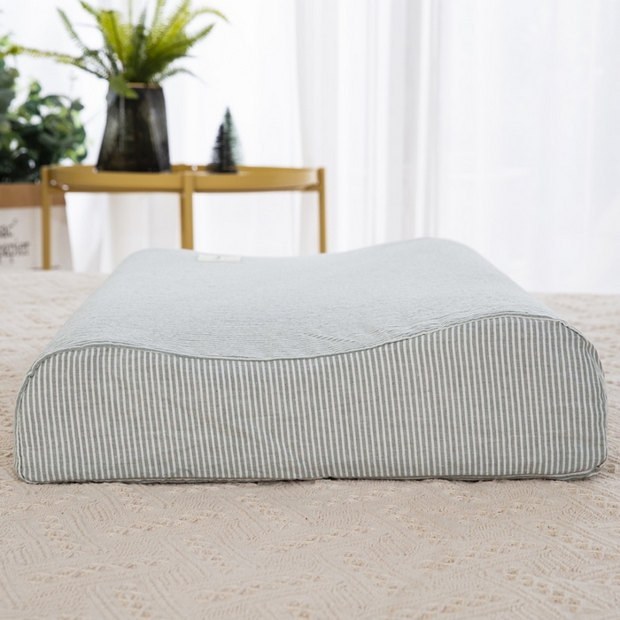 91家纺网 家纺一手货源 找家纺 大黄蜂家居家纺 2025新款全棉水洗棉乳胶枕头枕芯枕套 绿细条